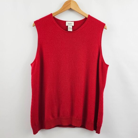 Neiman Marcus Cashmere Red Sweater Vest Womens 2X Preppy Soft Holiday Christmas - Picture 7 of 9
